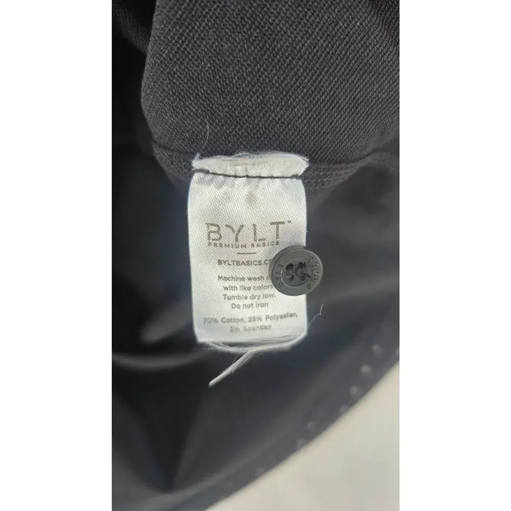 BYLT Polo Shirt Mens Medium Black Polka Dot LUX Drop Cut Stretch Short Sleeve
